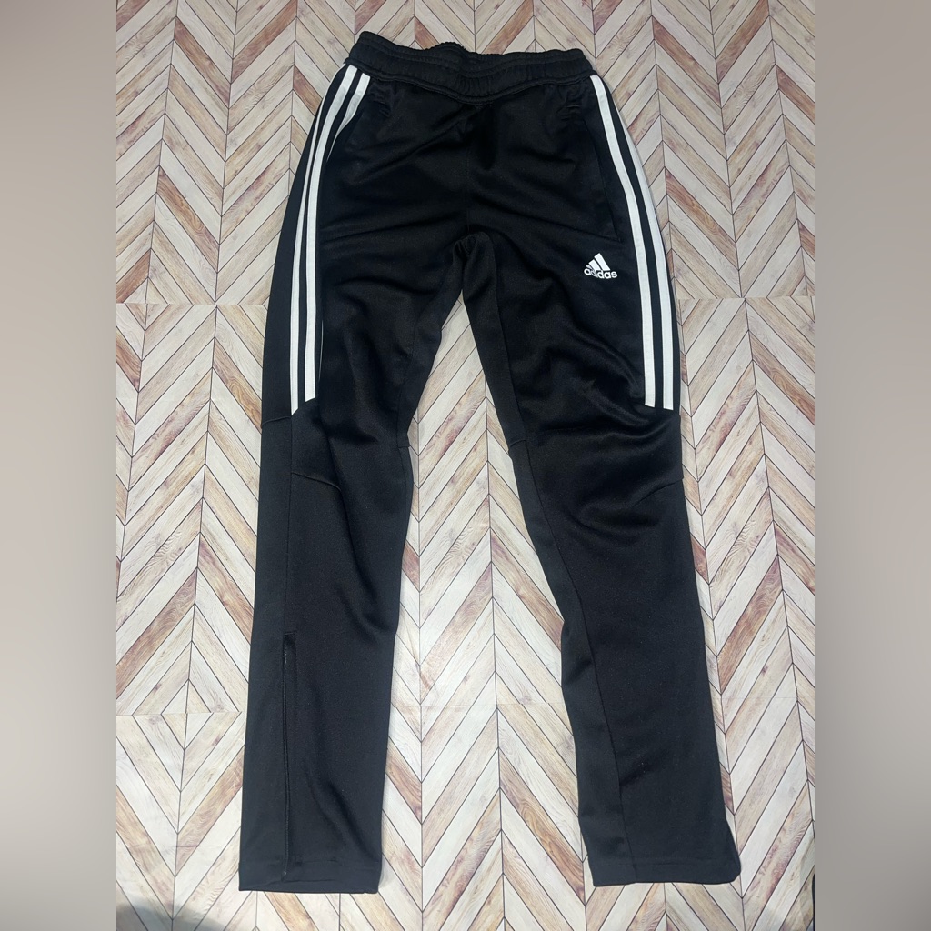 Adidas Boys Side Stripe Soccer Track Pants In Black Medium Ankle Zipper